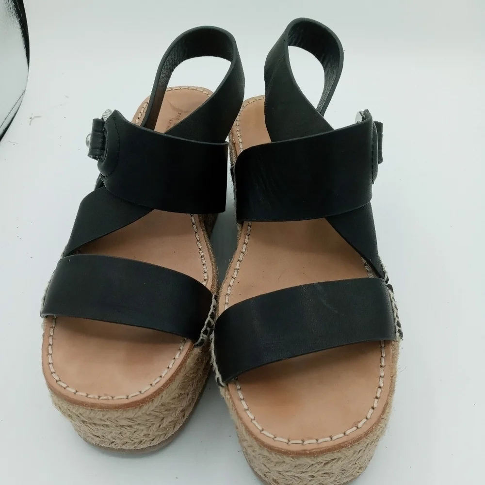 Rag & Bone August Platform Espadrilles Black Genuine Leather New